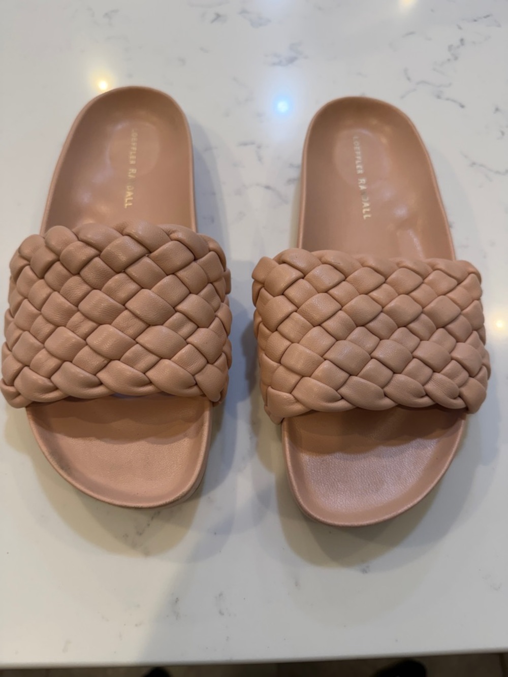 Leather Braided Slide Sandals - Blush. Loeffler Randall